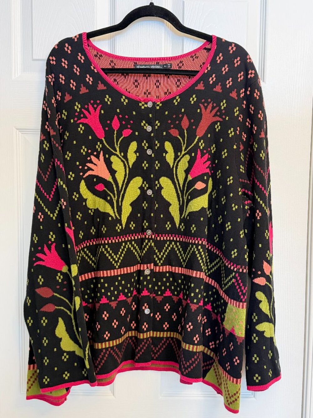 GUDRUN SJODEN colorful floral cardigan (XL)